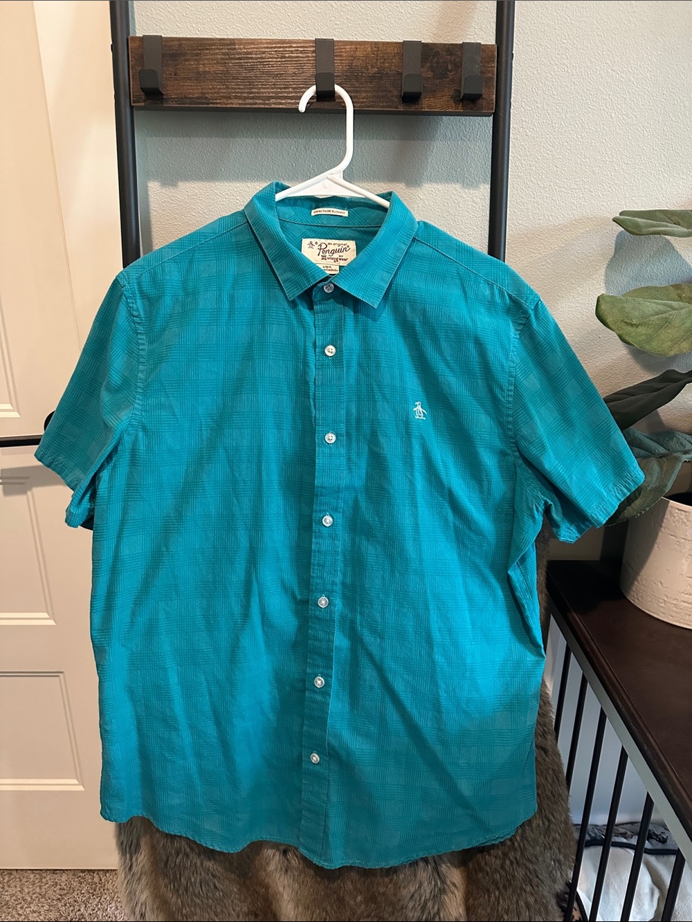 Original Penguin Teal Short-Sleeve Button-Down Shirt